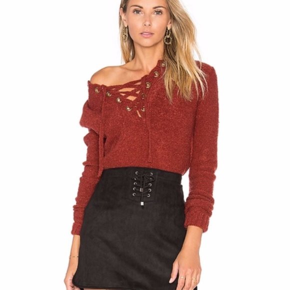 Lovers + Friends Sweaters - Lovers + Friends Rocky Lace Up Sweater
